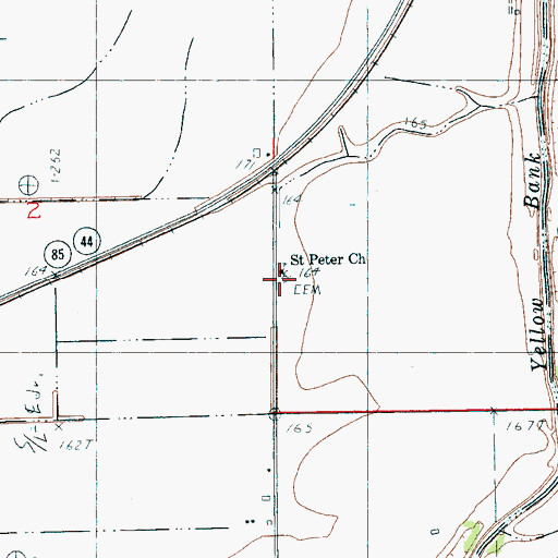 Topographic Map of Saint Peter Cemetery, AR