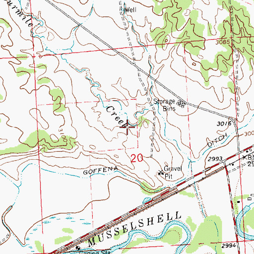 Topographic Map of 09N29E20BDDA01 Well, MT