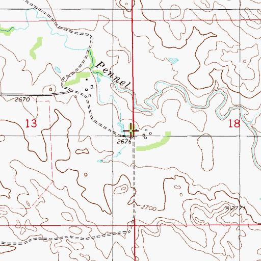 Topographic Map of 09N57E18CBBB01 Well, MT
