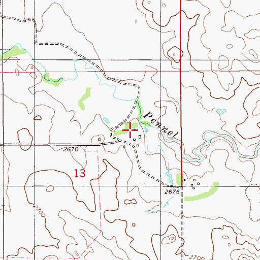 Topographic Map of 09N56E13ADBB01 Well, MT