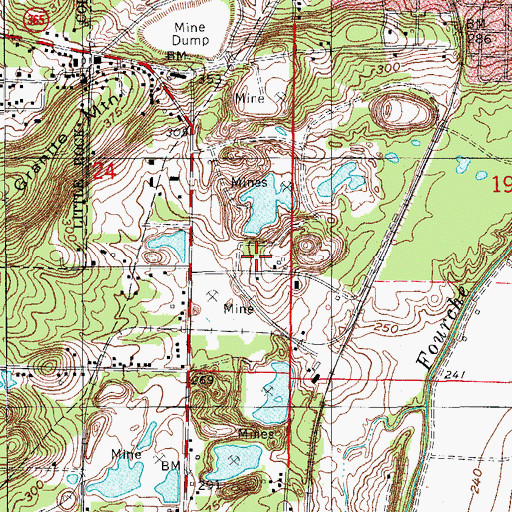 Topographic Map of Brown-Ratcliffe Mine, AR