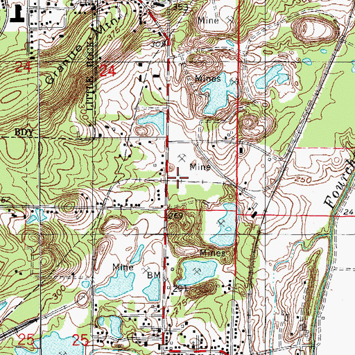Topographic Map of Dixie Lease Mine, AR