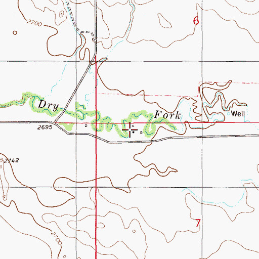 Topographic Map of 09N57E07BBAA01 Well, MT