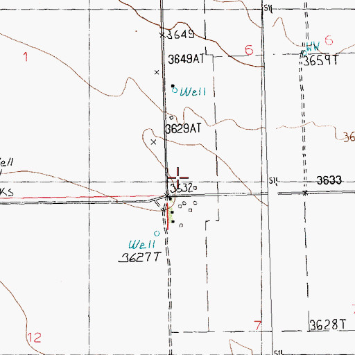 Topographic Map of 09N25E06CCCA01 Well, MT