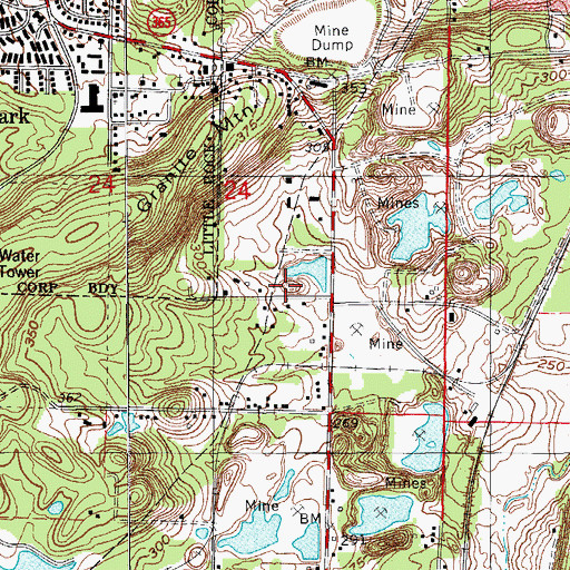Topographic Map of Dorough Mine, AR