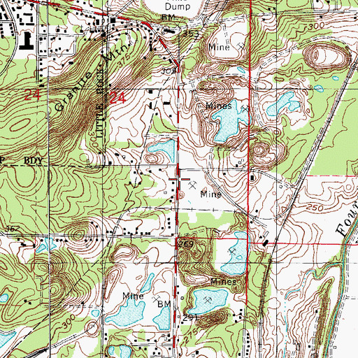 Topographic Map of England Open Pit Mine, AR