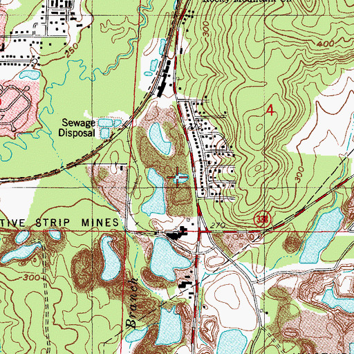 Topographic Map of England Outcrop Mine, AR