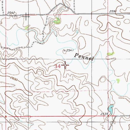 Topographic Map of 10N55E34DBBA01 Well, MT