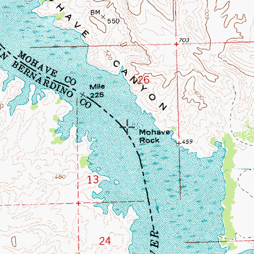 Topographic Map of Mohave Rock, AZ