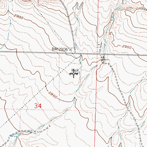 Topographic Map of 10N36E34AAC_01 Well, MT
