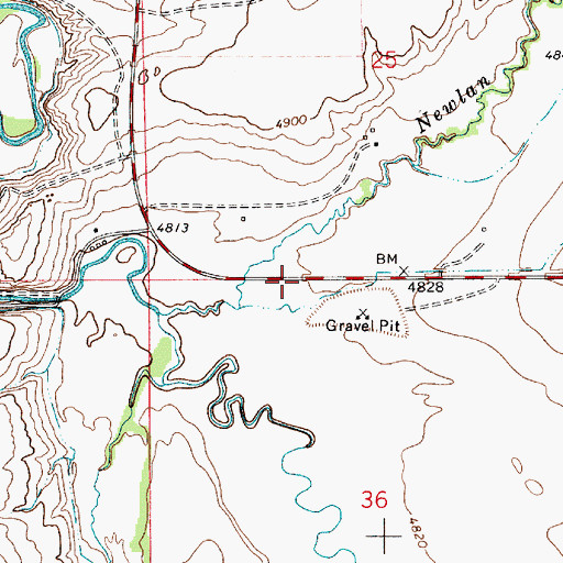Topographic Map of 10N05E25CA__01 Well, MT