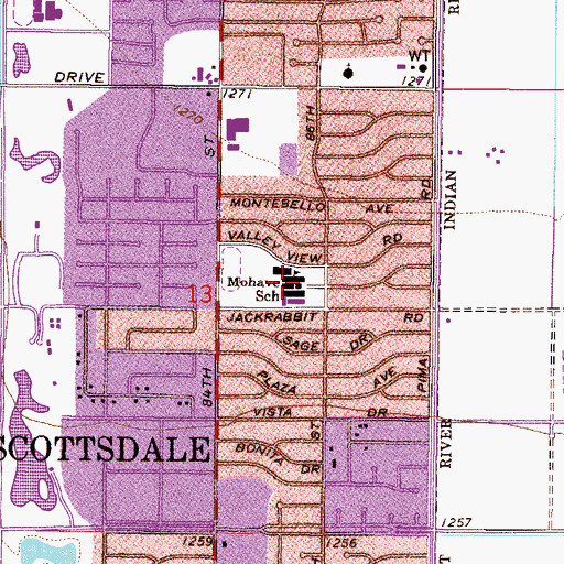 Topographic Map of Mohave Middle School, AZ