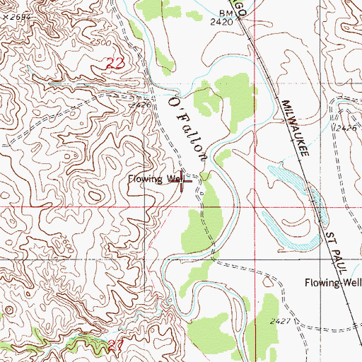 Topographic Map of 10N54E22DDCB01 Well, MT