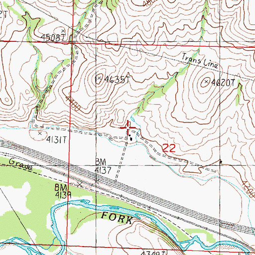Topographic Map of 10N11W22BDCD01 Spring, MT