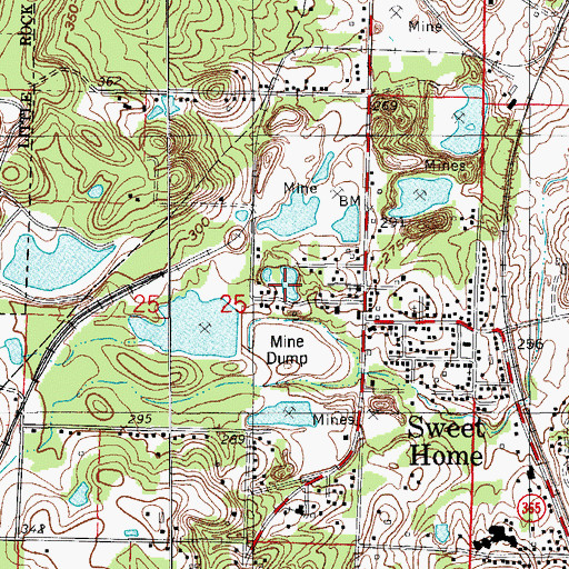 Topographic Map of Sweet Home Mine, AR