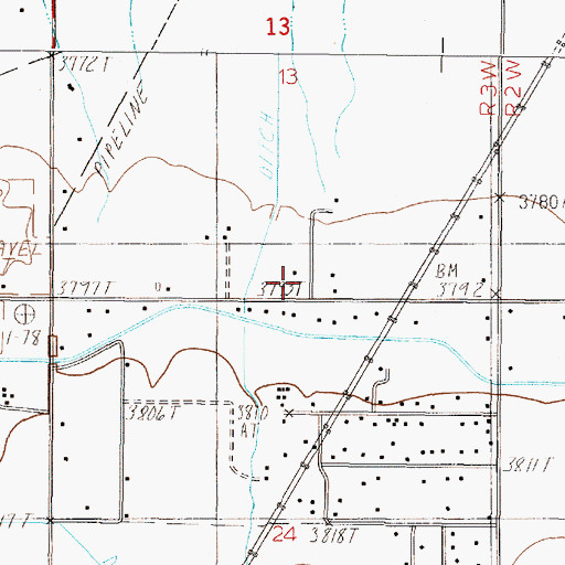 Topographic Map of 10N03W13DCCC01 Well, MT
