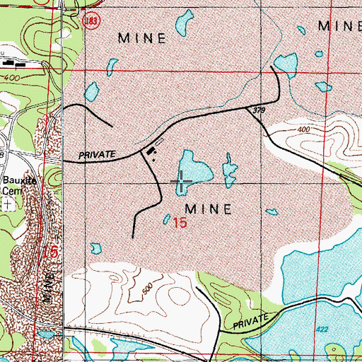 Topographic Map of African Camp Mine, AR