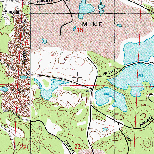 Topographic Map of Alexander Hill Mine, AR