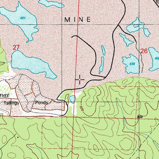 Topographic Map of Bertha Underground Mine, AR
