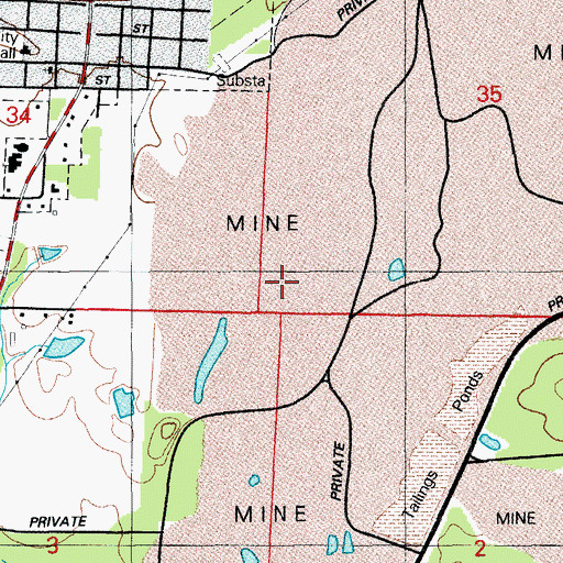 Topographic Map of Bryant Mine, AR