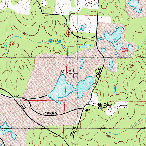Topographic Map of Cargill Mine, AR