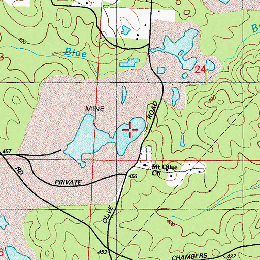 Topographic Map of Cargill North Shaft Mine, AR