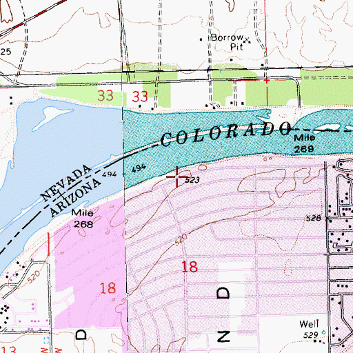 Topographic Map of Mohave Valley, AZ