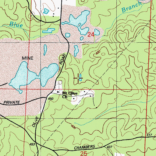 Topographic Map of Cleveland Mine, AR