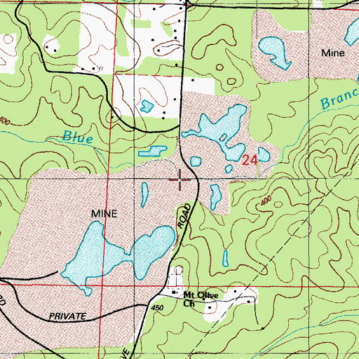 Topographic Map of Cleveland Mine, AR