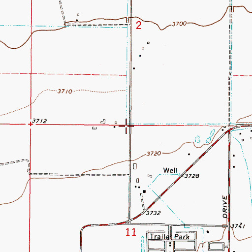 Topographic Map of 10N03W11ABBB01 Well, MT