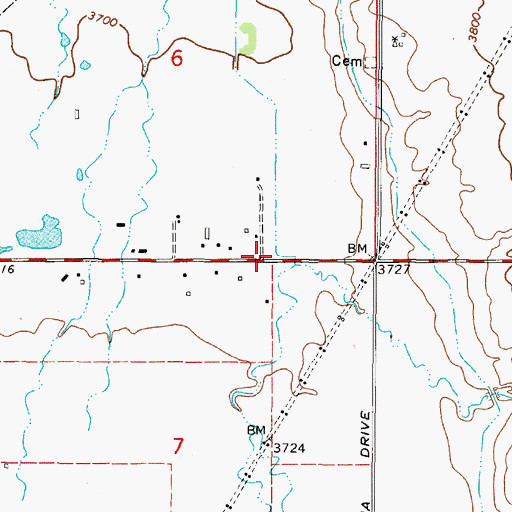 Topographic Map of 10N02W06DCDD01 Well, MT