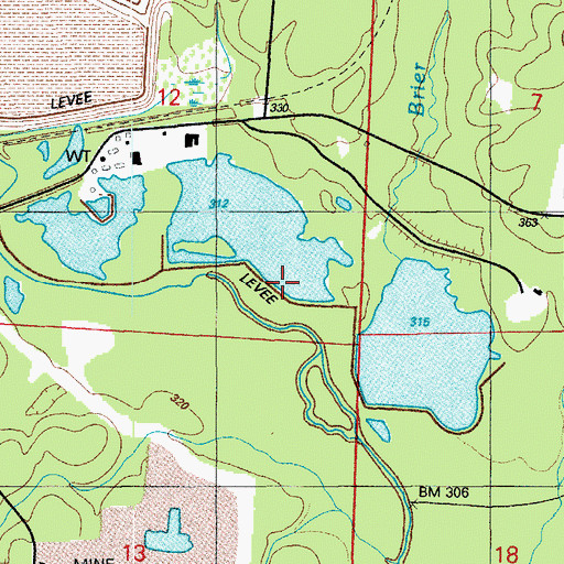Topographic Map of Covington Number 5 Mine, AR