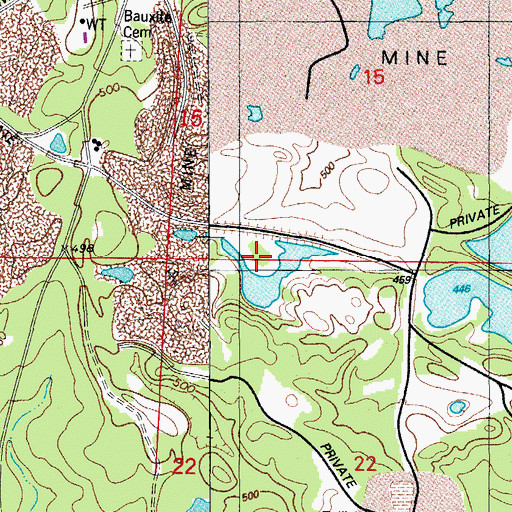 Topographic Map of Davis Main Portal Mine, AR
