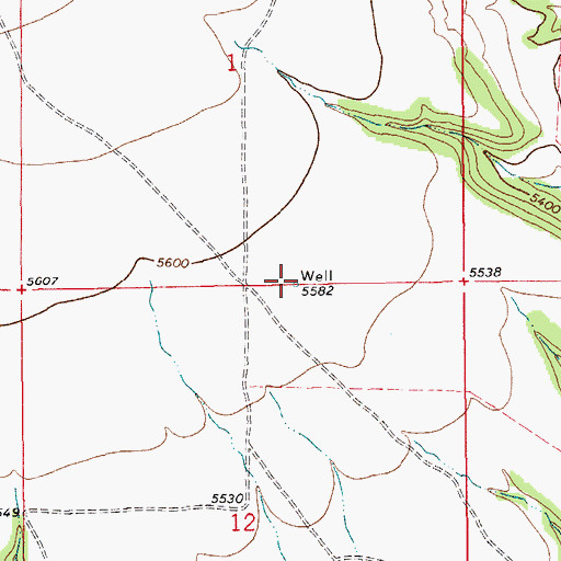 Topographic Map of 10N13E12ABBA01 Well, MT