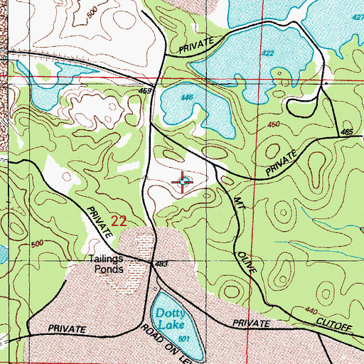 Topographic Map of Ella Mine, AR