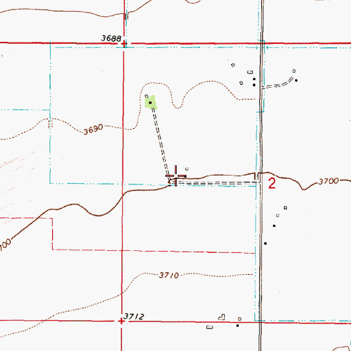 Topographic Map of 10N03W02BCDD01 Well, MT
