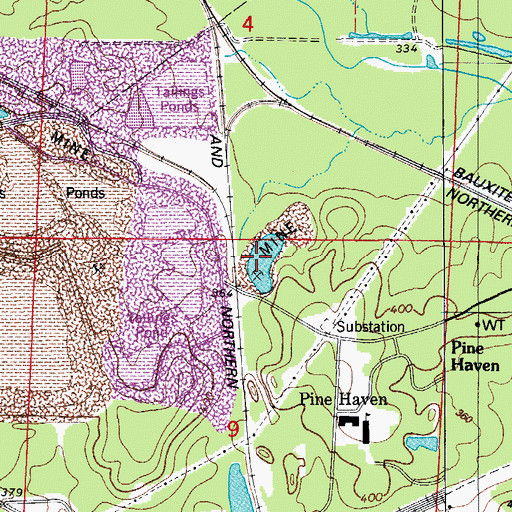 Topographic Map of Fletcher-Hudspeth-Harris Mine, AR