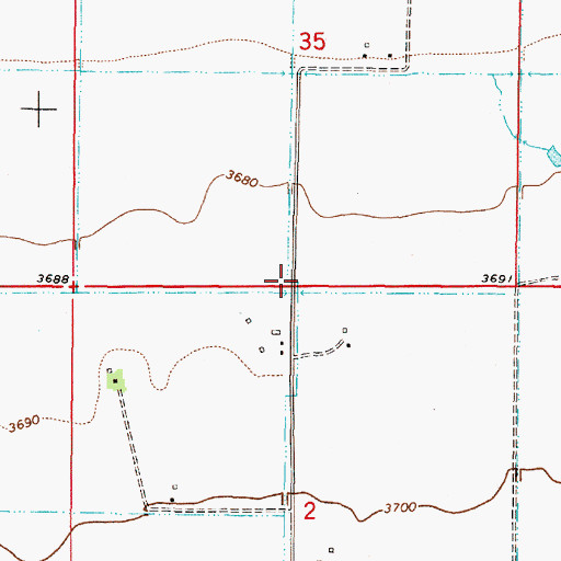 Topographic Map of 11N03W35DCCC01 Well, MT