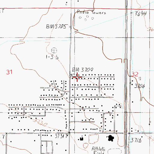 Topographic Map of 11N03W32CBB_01 Well, MT