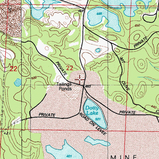 Topographic Map of Johnson New Pit Mine, AR