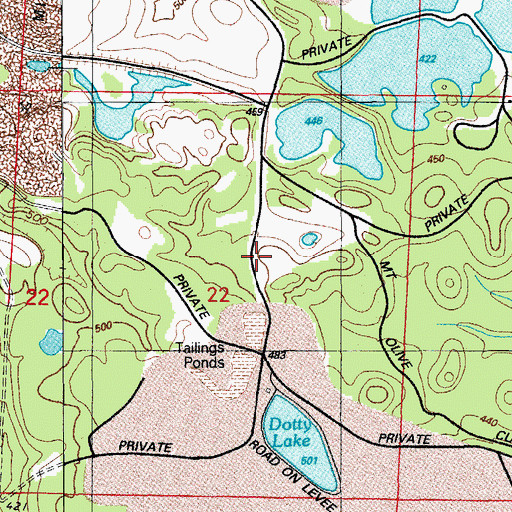 Topographic Map of Johnson Old Pit Mine, AR