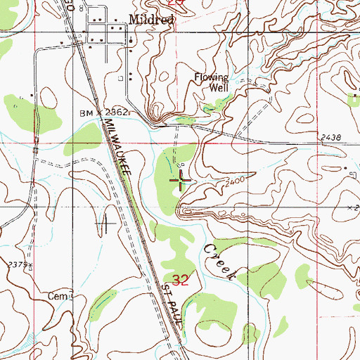 Topographic Map of 11N54E32ABCB01 Well, MT