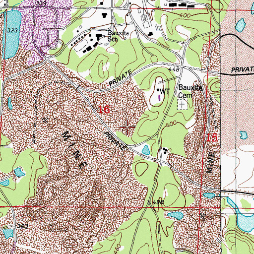 Topographic Map of Lone Seventh Mine, AR