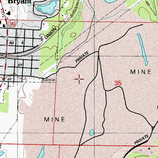 Topographic Map of Martin Mine, AR