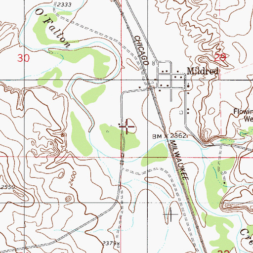 Topographic Map of 11N54E29CBDC01 Well, MT
