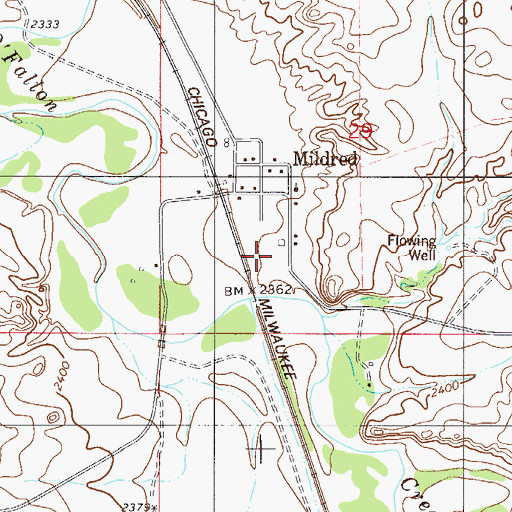 Topographic Map of 11N54E29CACD01 Well, MT