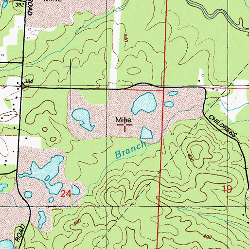 Topographic Map of McDonald Mine, AR