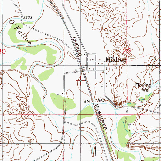 Topographic Map of 11N54E29CBDC01 Well, MT