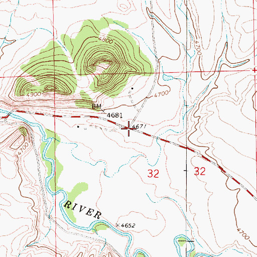 Topographic Map of 11N05E32BA__01 Well, MT
