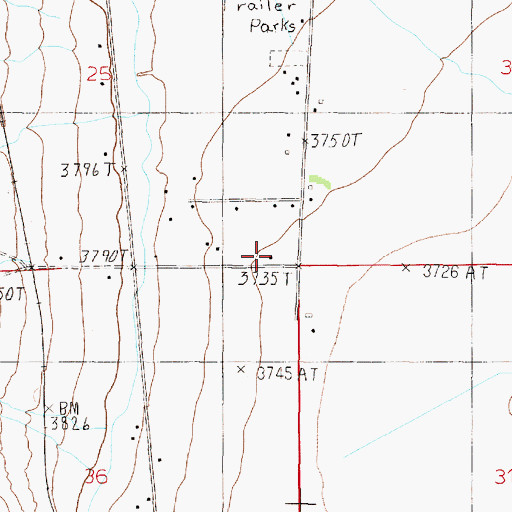 Topographic Map of 11N04W25DDDC01 Well, MT
